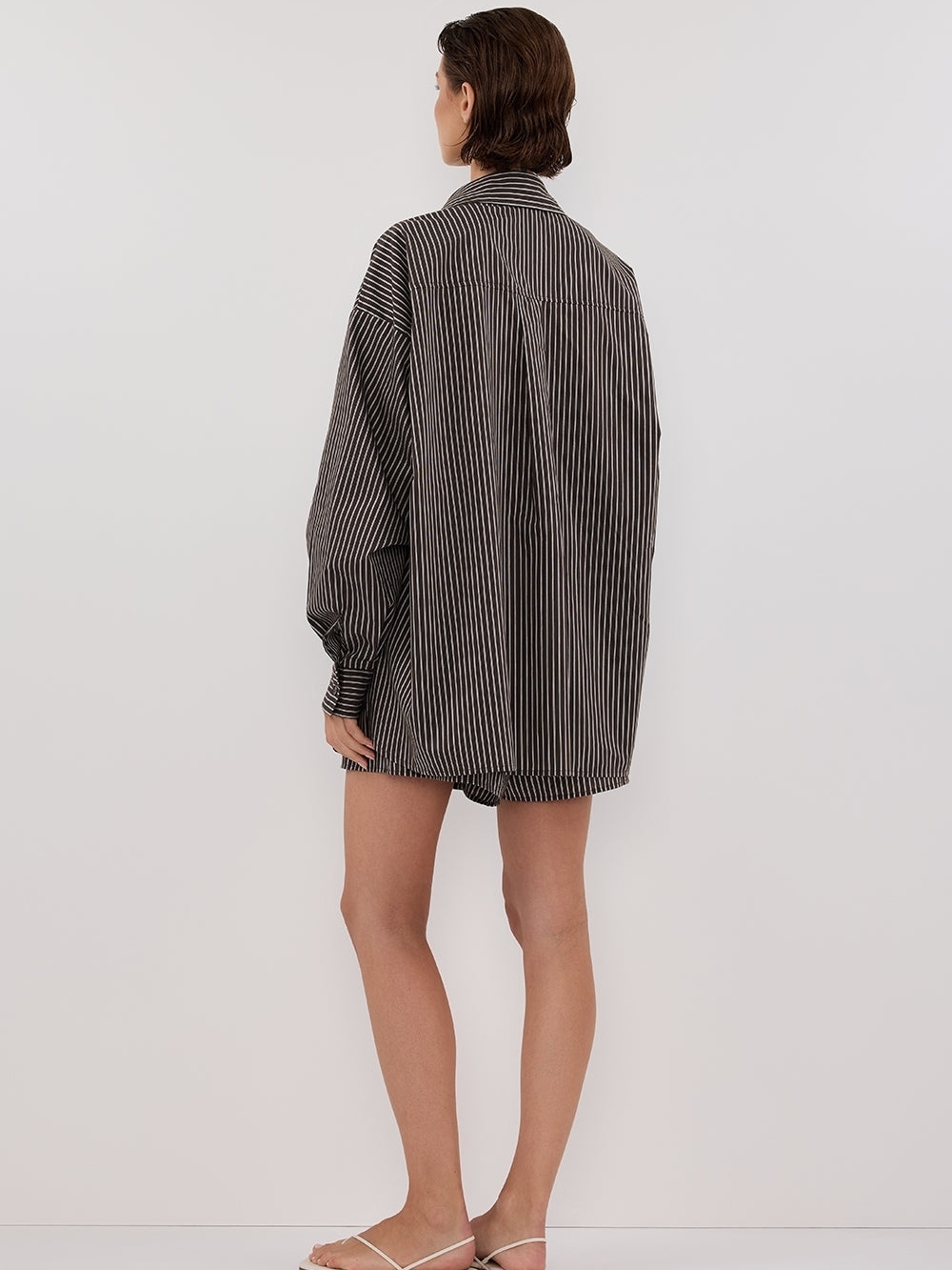 DISSH Brown and White Striped Shirt And Short Set - Picture 3 of 11